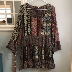 Boho paisley tiered top bell sleeves